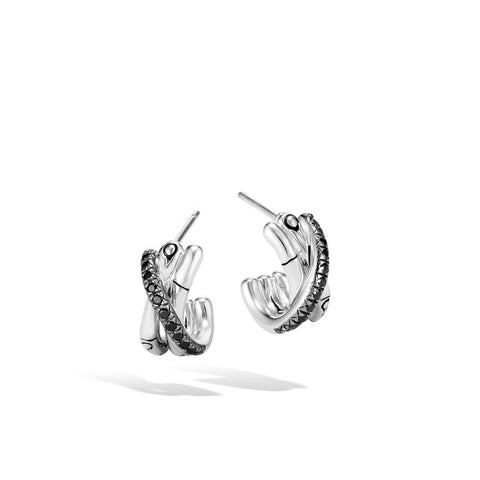 J Hoop Earring with Black Sapphire and Spinel - Chalmers Jewelers