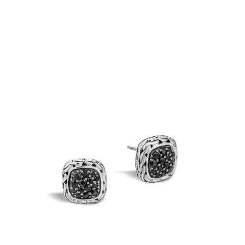 Classic Chain Stud Earring with Black Sapphire - Chalmers Jewelers