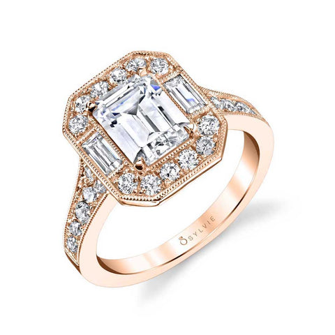 Vintage Inspired Emerald Cut Engagement Ring S1387 - Chalmers Jewelers