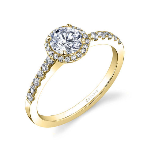 Petite Halo Engagement Ring SY697-RB - Chalmers Jewelers