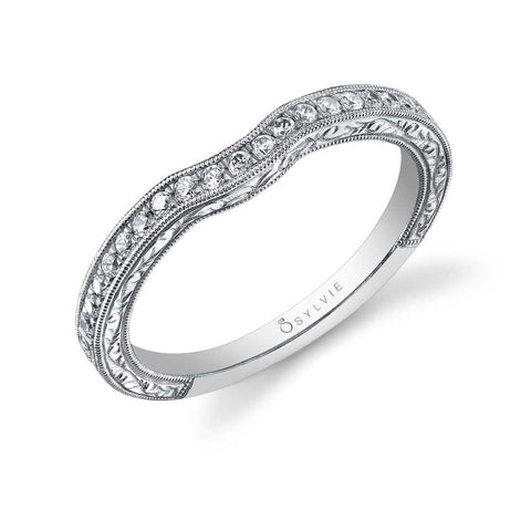 Hand Engraved Milgrain Edge Diamond Wedding Band BSY886 - Chalmers Jewelers