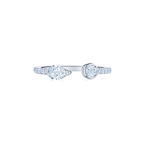 KWIAT Eclipse Open Ring with Pear Shape and Round Diamonds R-13616W-0-DIA-18KW