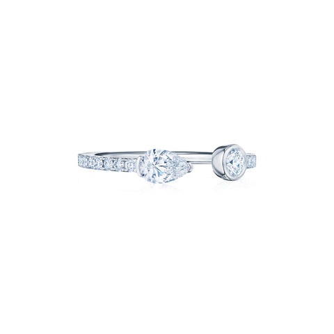 KWIAT Eclipse Open Ring with Pear Shape and Round Diamonds R-13616W-0-DIA-18KW