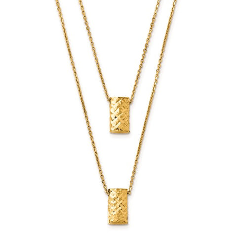 14k Yellow Gold Double Stacked Geometric Necklace 18 inches LF142-18