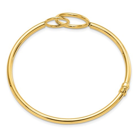 18k White Gold Flat Hinged Bangle Bracelet From Italy