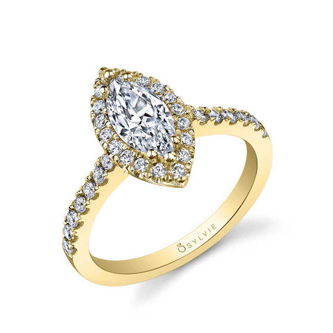 Marquise Shaped Halo Engagement Ring SY999-MQ - Chalmers Jewelers