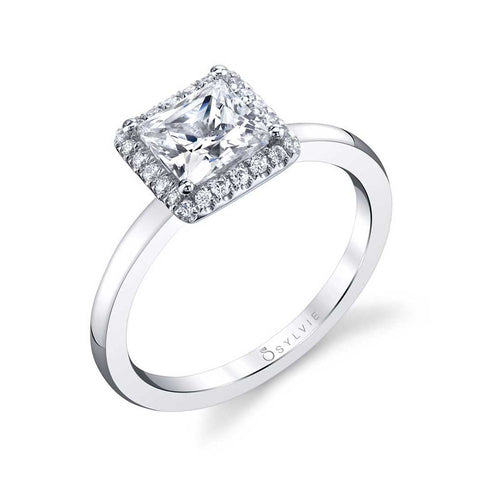 Modern Princess Cut Engagement Ring With Halo SY293-PR - Chalmers Jewelers