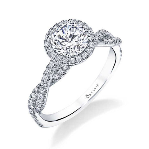 Modern Spiral Engagement Ring With Halo S1723 - Chalmers Jewelers