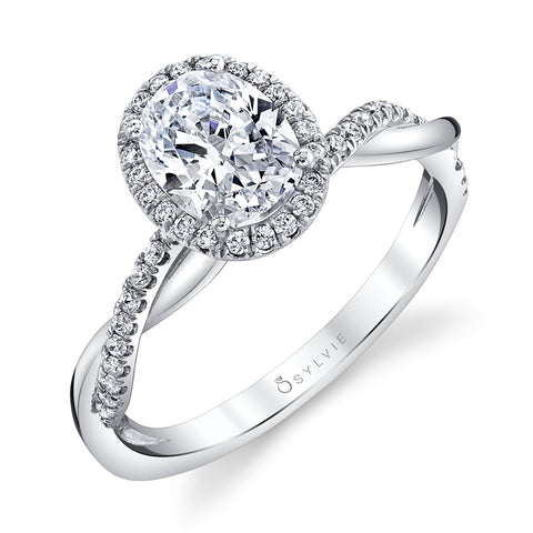 Sylvie Modern Oval Engagement Ring With Halo S1724 - OV