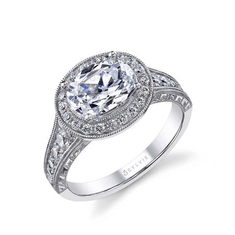 Oval Shaped East To West Halo Engagement Ring SY978 - Chalmers Jewelers