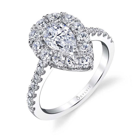 Pear Shaped Engagement Ring With Halo S1299-PS - Chalmers Jewelers