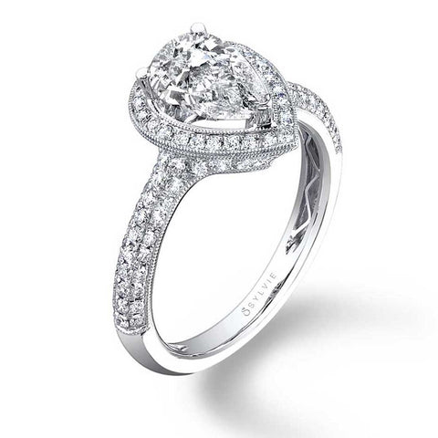 Pear Shaped Engagement Ring With Halo SY096 - Chalmers Jewelers