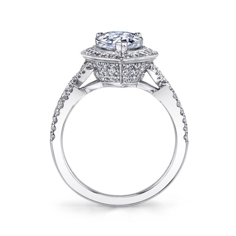Pear Shaped Engagement Ring With Halo S1776 - Chalmers Jewelers