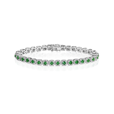 Fana Classic Cushion Cut Emerald and Diamond Bracelet