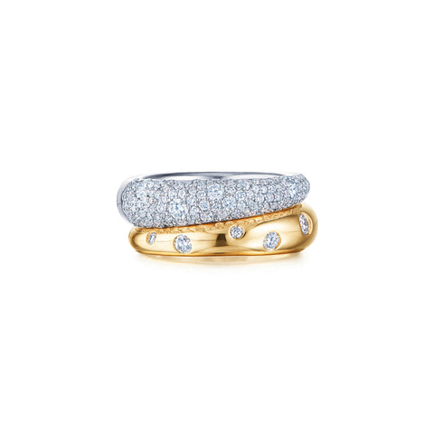 KWIAT Cobblestone Double Band Ring with Diamonds R-30100-0-DIA-18TT