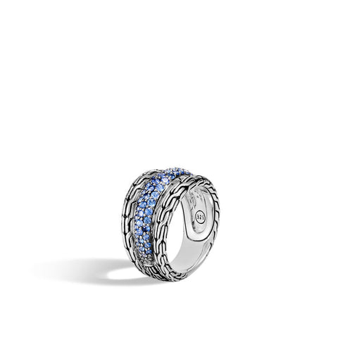 Classic Chain Ring with Blue Sapphire - Chalmers Jewelers