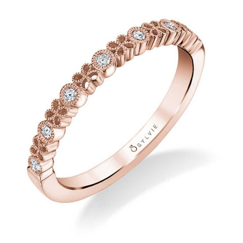 Sylvie Floral Stackable Wedding Band - B0031 - Chalmers Jewelers