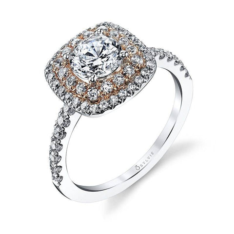 Double Halo Engagement Ring Two Tone S1097-TT - Chalmers Jewelers