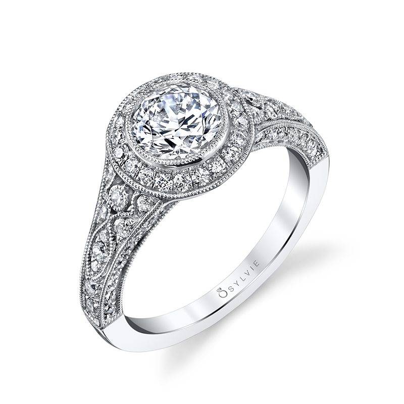 Bezel Set Round Cut Diamond Halo Engagement Ring in 10K White Gold -  Walmart.com