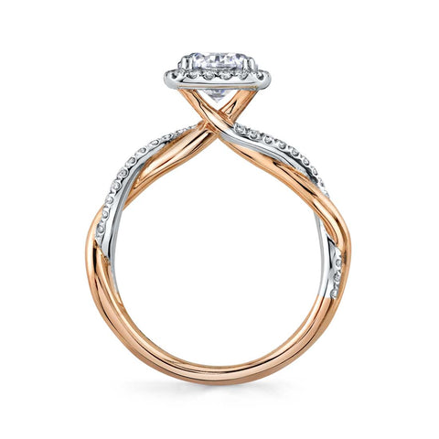 Sylvie Two Tone Cushion Halo Spiral Engagement Ring S1724