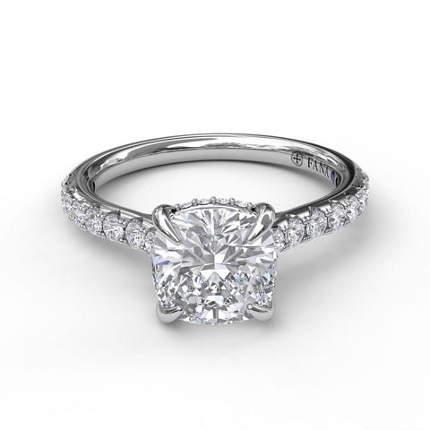 Classic Cushion Cut Solitaire With Hidden Halo 3026 - Chalmers Jewelers