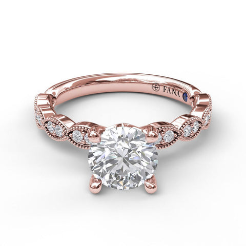 Rose Gold Classic Diamond Engagement Ring with a Delicate Milgrain Edge S3038 - Chalmers Jewelers