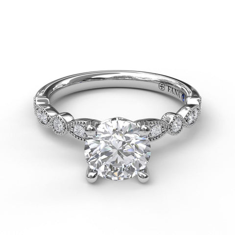 Classic Diamond Engagement Ring with Detailed Milgrain Band 3040 - Chalmers Jewelers
