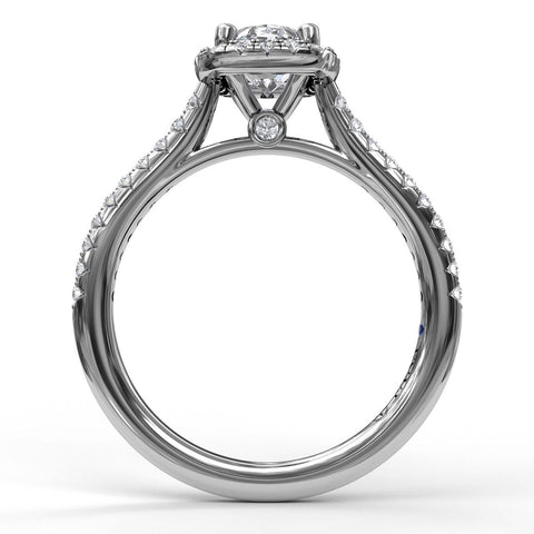 Oval Center Diamond With Cushion Halo Engagement Ring 3041 - Chalmers Jewelers