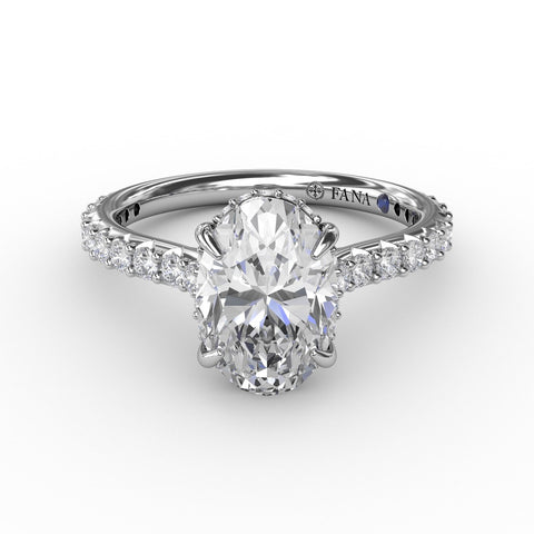 Fana Classic Oval Diamond Solitaire Engagement Ring With Hidden Pavé Halo 3241
