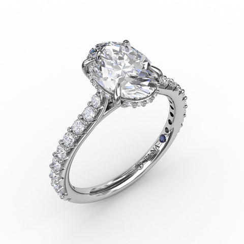 Fana Classic Oval Diamond Solitaire Engagement Ring With Hidden Pavé Halo 3241