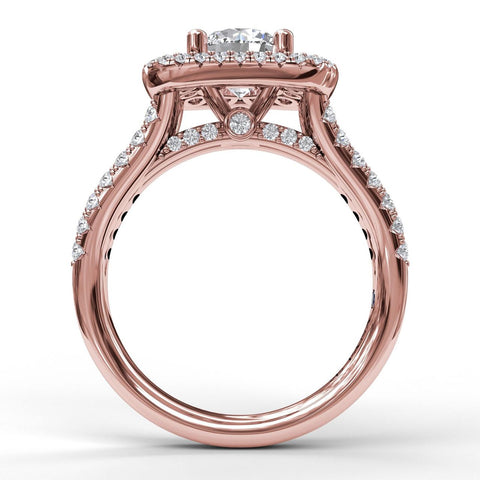 Exquisite Unique Double Halo Engagement Ring 3507 - Chalmers Jewelers