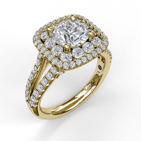 Exquisite Unique Double Halo Engagement Ring 3507 - Chalmers Jewelers