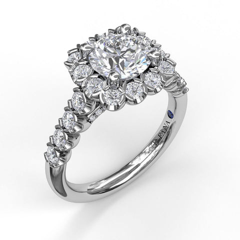 Large Cushion Halo Engagement Ring 3589 - Chalmers Jewelers