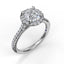 Delicate Round Halo And Pave Band Engagement Ring 3789 - Chalmers Jewelers