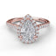 Delicate Pear Shaped Halo And Pave Band Engagement Ring 3791 - Chalmers Jewelers