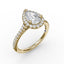 Delicate Pear Shaped Halo And Pave Band Engagement Ring 3791 - Chalmers Jewelers