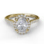 Delicate Oval Shaped Halo And Pave Band Engagement Ring 3792 - Chalmers Jewelers