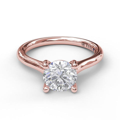 Fana Round Solitaire With Cathedral Band Engagement Ring 3908