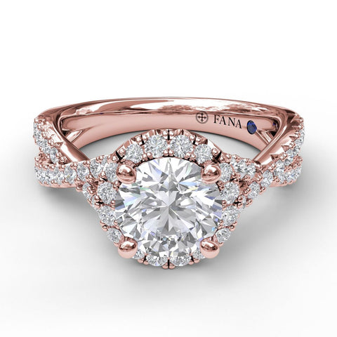 Round Halo Twist Engagement Ring 3990 - Chalmers Jewelers