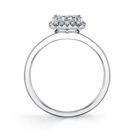 Sylvie Modern Princess Cut Engagement Ring With Halo SY293-PR