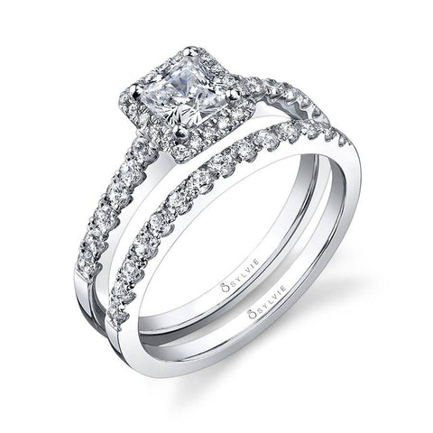 Petite Princess Cut Engagement Ring With Halo SY697 - Chalmers Jewelers