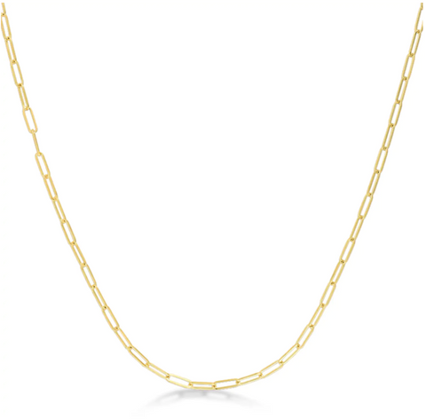 14k Yellow Gold Paperclip Link Chain Necklace 18" 2mm