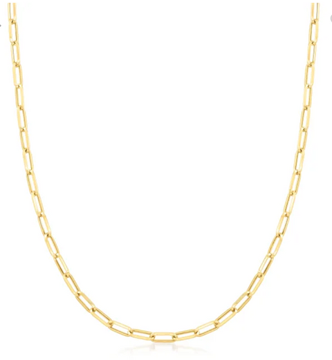 14k Yellow Gold Paperclip Link Chain Necklace 18" 3mm