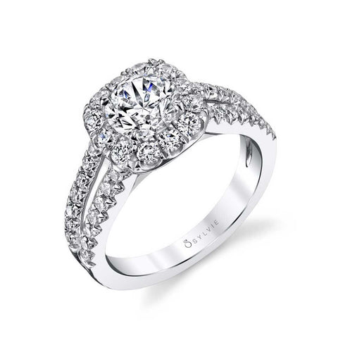 Split Shank Engagement Ring With Cushion Cut Halo S1358 - Chalmers Jewelers