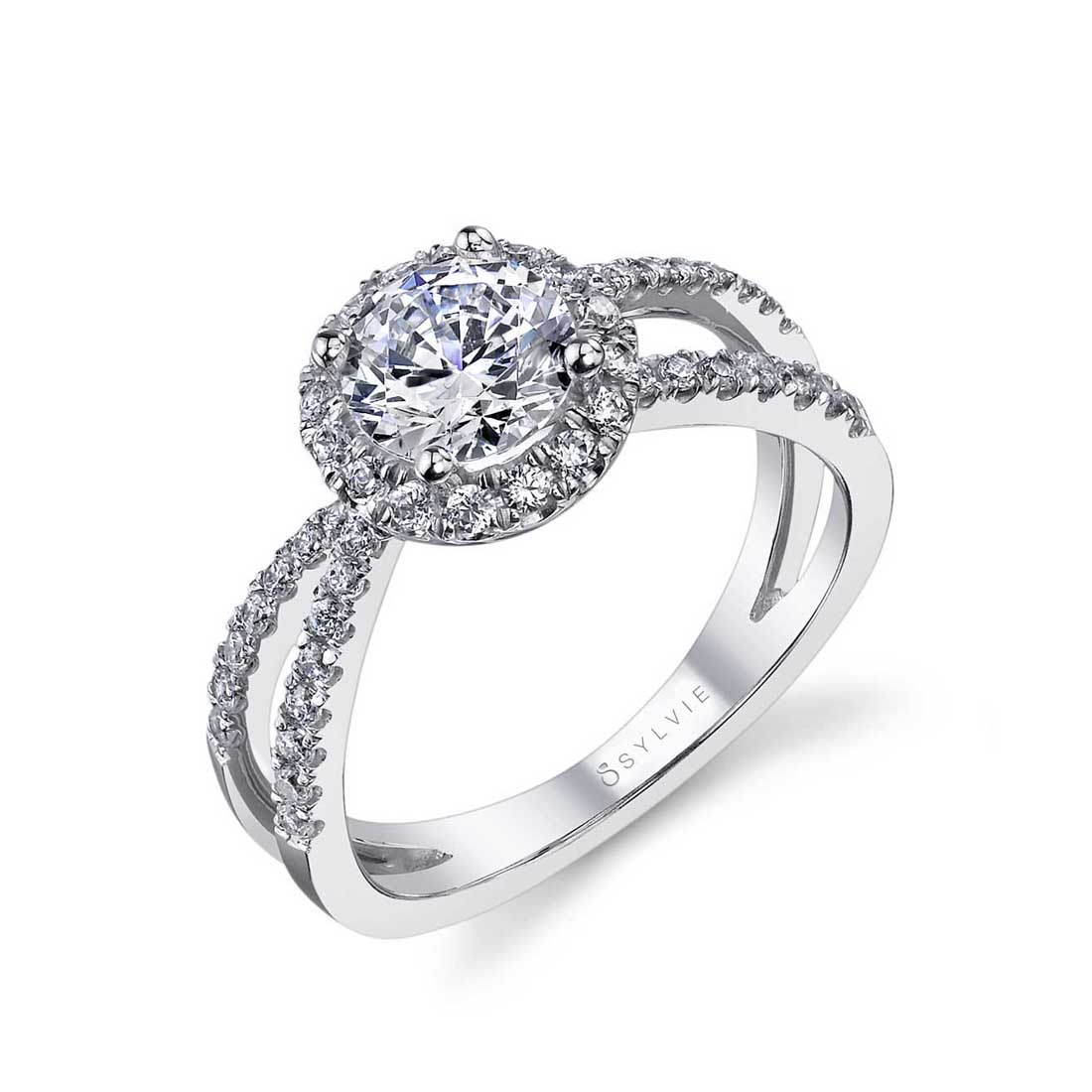 Sylvie Split Shank Engagement Ring With Halo SY971 – Chalmers Jewelers