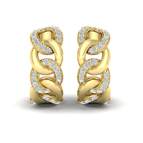 Vlora Reina 14k Yellow Gold and Diamond Hoop Earrings VER60525