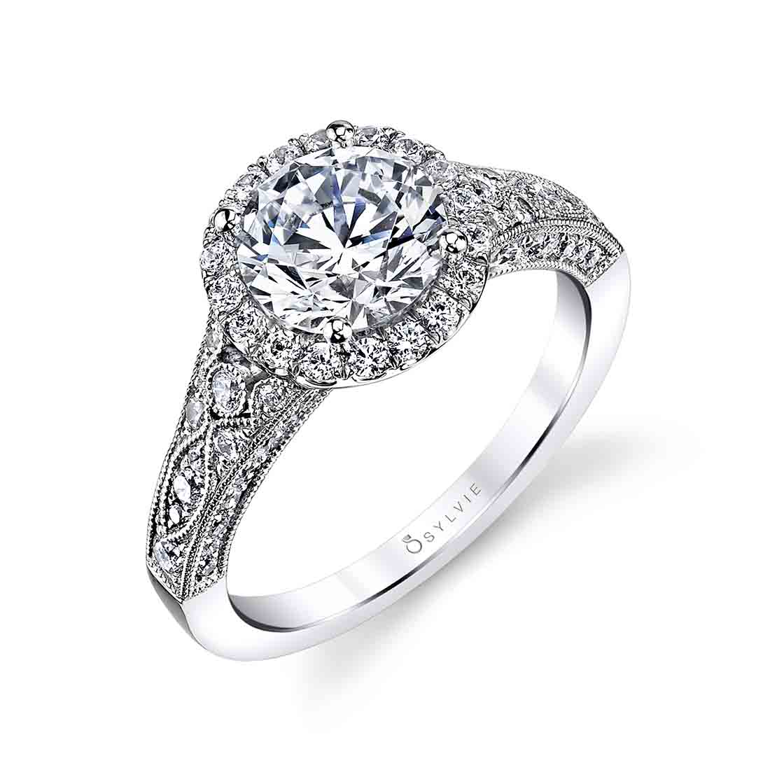 Vintage Style Diamond Engagement Ring with Oval Carved Halo – Christopher  Duquet Fine Jewelry