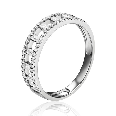 14k White gold baguette diamond band - Chalmers Jewelers