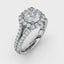 Fana Cushion Halo Engagement Ring with a Diamond Encrusted Split Band 3891