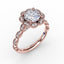 Fana Round Diamond Engagement Ring With Floral Halo and Milgrain Details 3214